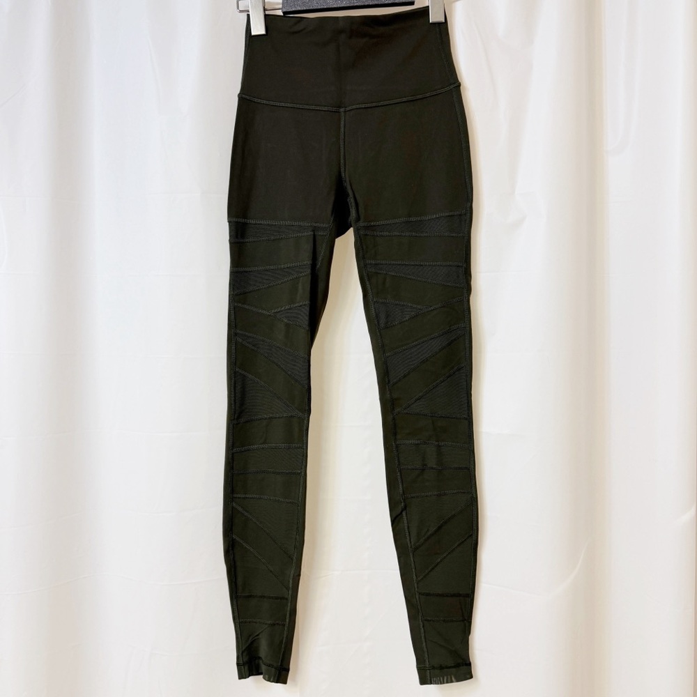 Lululemon Wunder Under Pant (Hi-Rise) Tech Mesh 28" Dark Olive Size 4